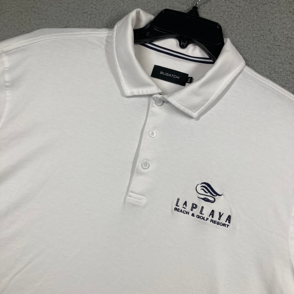 LaPlaya Beach Golf Resort Polo Shirt Mens XXL White Pima Cotton Tennis Bugatchi